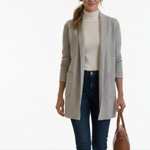 J.Crew Juliette Collarless Sweater Blazer Cardigan Merino Wool Blend Gray Oversi